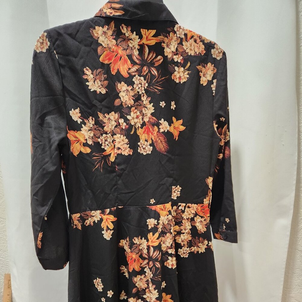 Eshakti custom Black and tan Fall floral design dress